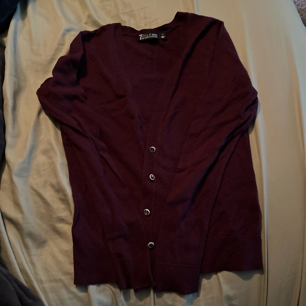 Classic Purple Knit Cardigan Sweater